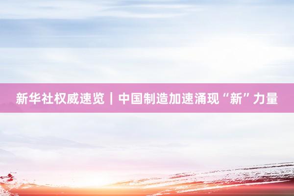 新华社权威速览｜中国制造加速涌现“新”力量