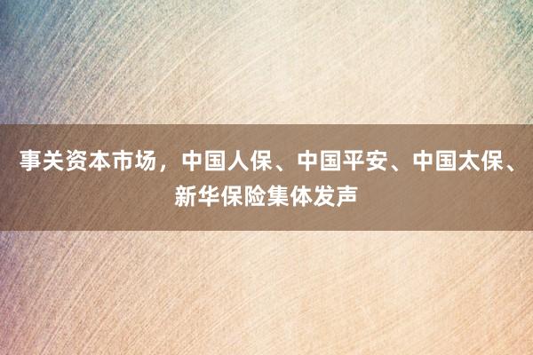 事关资本市场，中国人保、中国平安、中国太保、新华保险集体发声